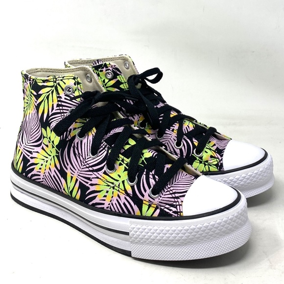 Converse Ctas Lift Platform Shoes Women Kids Pink Black Canvas High Top A01201C - Picture 2 of 10